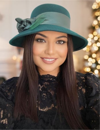 PALARII dama VENETIA LUX - Palarie dama din fetru lux VENETIA LUX (VERDE) - marime unica, reglabila