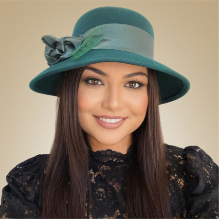 Palarie dama din fetru lux VENETIA LUX (VERDE) - marime unica, reglabila [2]