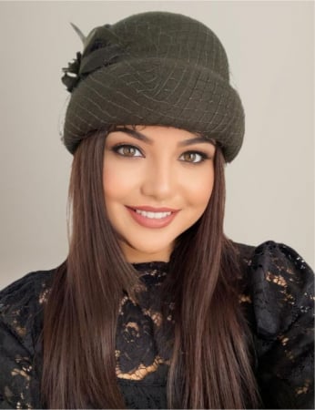 PALARII KAKI - Palarie dama tip toca cu voaleta MAGIC LUX (KAKI) - marime unica, reglabila