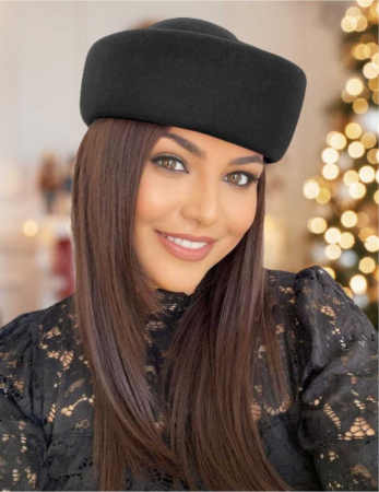 COLECTIA NOUA-PALARII FEMEI - Palarie dama tip toca din fetru lux CONTESA CHIC (NEGRU) - marime unica, reglabila - Copie