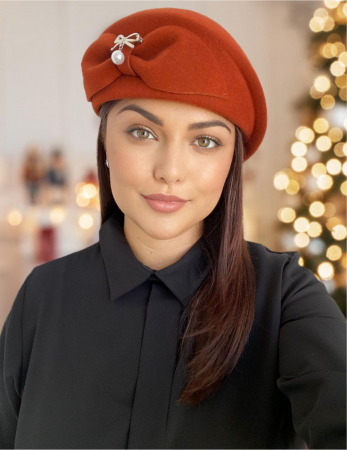 NOUTATI - Palarie dama toca PRINCESS LADY -palarie caramiziu, reglabila