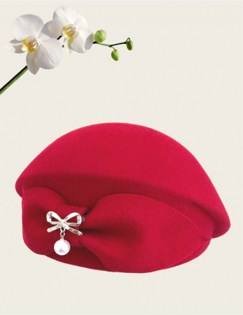 Palarie dama toca PRINCESS LADY -palarie rosie, reglabila [3]