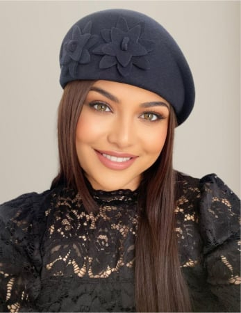 Palarie dama tip toca din fetru lux DUCESA LUX (BLEUMARIN) - marime unica, reglabila [1]