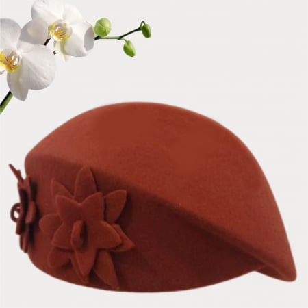 Palarie dama tip toca din fetru lux DUCESA LUX (CARAMIZIU) - marime unica, reglabila [2]