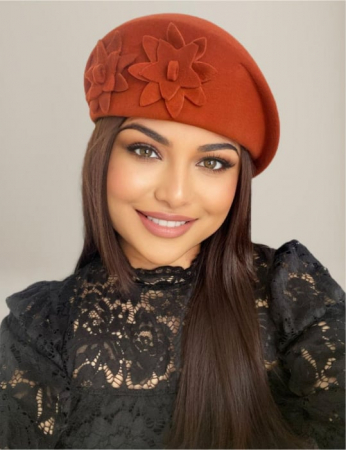 Palarie dama tip toca din fetru lux DUCESA LUX (CARAMIZIU) - marime unica, reglabila [1]