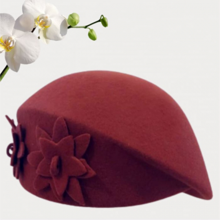 Palarie dama tip toca din fetru lux DUCESA LUX (GRENA) - marime unica, reglabila [2]