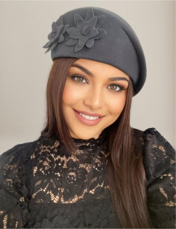 Palarie dama tip toca din fetru lux DUCESA LUX (GRI) - marime unica, reglabila [1]