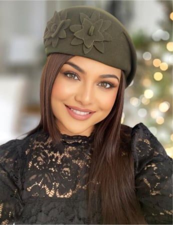 Palarii dama toca DUCESA LUX - Palarie dama tip toca din fetru lux DUCESA LUX (KAKI) - marime unica, reglabila