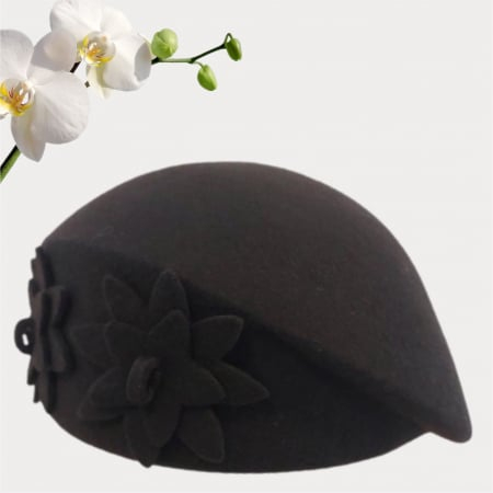 Palarie dama tip toca din fetru lux DUCESA LUX (MARO mahon) - marime unica, reglabila [3]