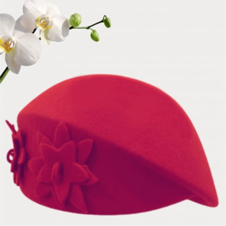Palarie dama tip toca din fetru lux DUCESA LUX (ROSU) - marime unica, reglabila [2]