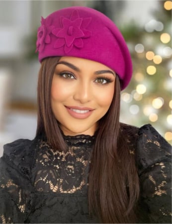 Palarii dama toca DUCESA LUX - Palarie dama tip toca din fetru lux DUCESA LUX (ROZ fucsia) - marime unica, reglabila