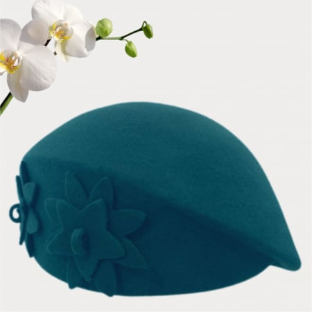 Palarie dama tip toca din fetru lux DUCESA LUX (VERDE) - marime unica, reglabila [3]