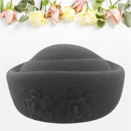 Palarie dama tip toca din fetru lux MARCHIZA LUX (GRI inchis) - marime unica, reglabila [3]