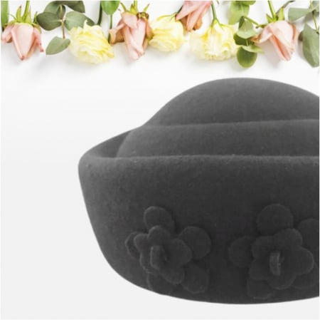 Palarie dama tip toca din fetru lux MARCHIZA LUX (GRI inchis) - marime unica, reglabila [4]