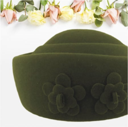 Palarie dama tip toca din fetru lux MARCHIZA LUX (KAKI) - marime unica, reglabila [5]