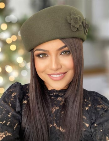 Palarie dama tip toca din fetru lux MARCHIZA LUX (KAKI) - marime unica, reglabila [1]