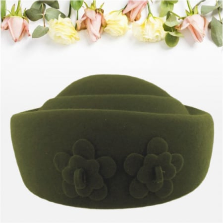 Palarie dama tip toca din fetru lux MARCHIZA LUX (KAKI) - marime unica, reglabila [3]