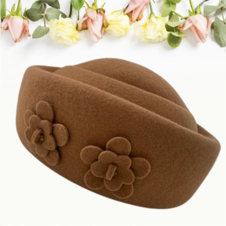 Palarie dama tip toca din fetru lux MARCHIZA LUX (MARO cappuccino) - marime unica, reglabila [4]
