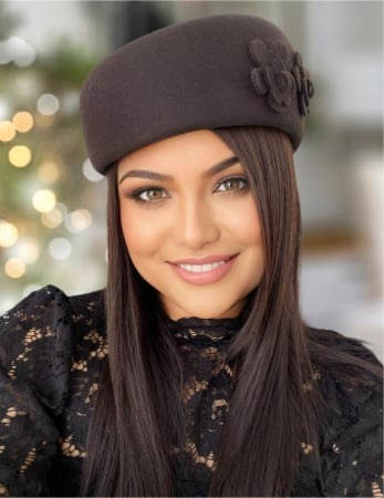 Palarie dama tip toca din fetru lux MARCHIZA LUX (MARO mahon) - marime unica, reglabila [1]