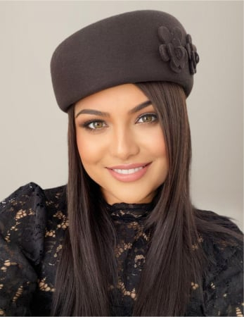 Palarie dama tip toca din fetru lux MARCHIZA LUX (MARO mahon) - marime unica, reglabila [2]