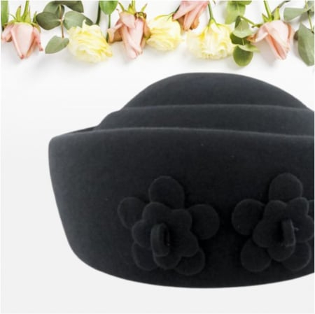 Palarie dama tip toca din fetru lux MARCHIZA LUX (NEGRU) - marime unica, reglabila [5]