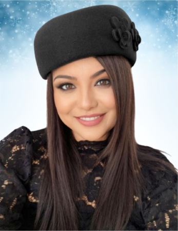 Palarie dama tip toca din fetru lux MARCHIZA LUX (NEGRU) - marime unica, reglabila [1]