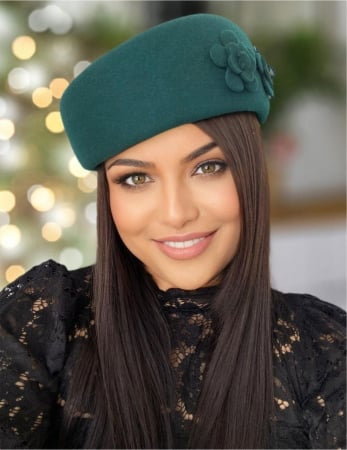 Palarie dama tip toca din fetru lux MARCHIZA LUX (VERDE persan) - marime unica, reglabila [1]