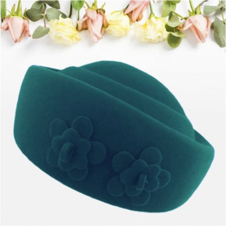 Palarie dama tip toca din fetru lux MARCHIZA LUX (VERDE persan) - marime unica, reglabila [4]