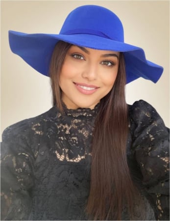 PALARII ALBASTRE - Palarie de dama cu boruri mari MISS ROMA (ALBASTRU) - marime unica, reglabila