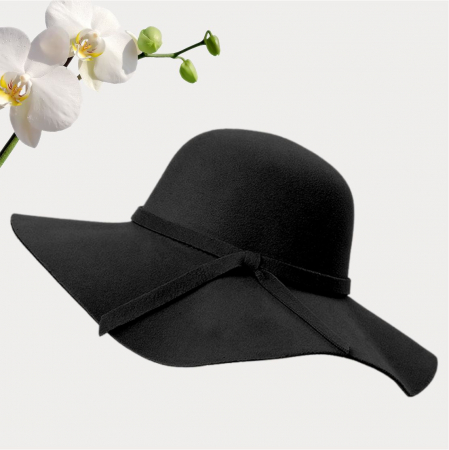 Palarie dama cu boruri mari MISS ROMA (NEGRU) - marime unica, reglabila [4]