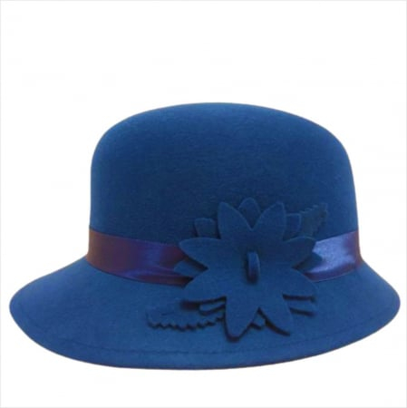 Palarie din fetru lux cu boruri tip sepcuta BARONESS LUX (ALBASTRU) - marime unica, reglabila [3]