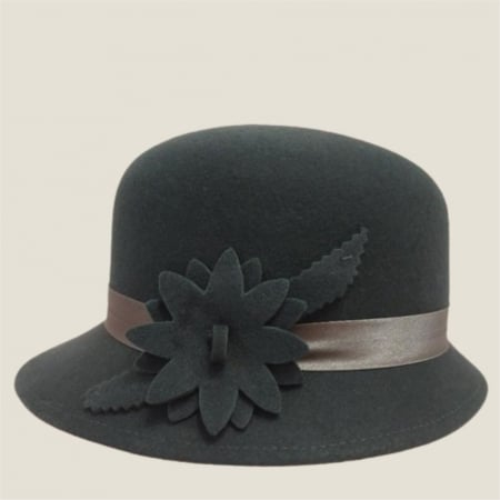 Palarie din fetru lux cu boruri tip sepcuta BARONESS LUX (GRI inchis) - marime unica, reglabila [3]