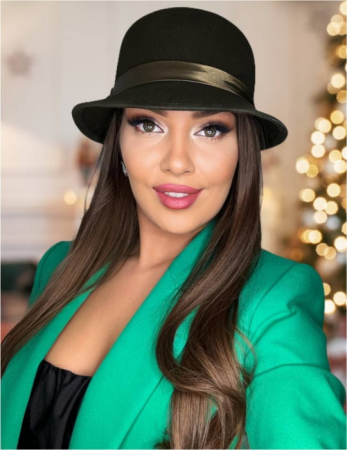 PALARII dama BARONESS LUX - Palarie din fetru lux cu boruri tip sepcuta BARONESS LUX (KAKI) - marime unica, reglabila