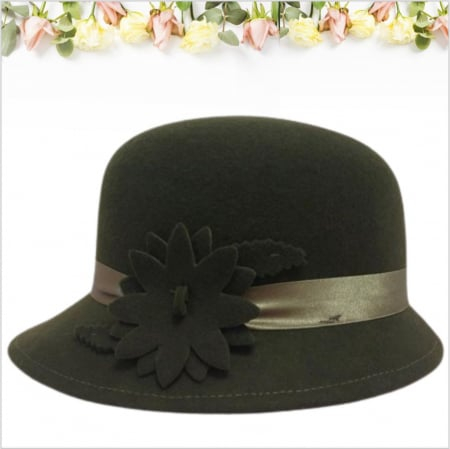 Palarie din fetru lux cu boruri tip sepcuta BARONESS LUX (KAKI) - marime unica, reglabila [2]