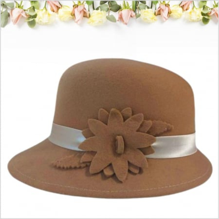 Palarie din fetru lux cu boruri tip sepcuta BARONESS LUX (MARO cappuccino) - marime unica, reglabila [2]