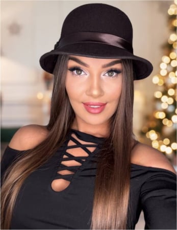 PALARII dama BARONESS LUX - Palarie din fetru lux cu boruri tip sepcuta BARONESS LUX (MARO mahon) - marime unica, reglabila