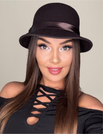 Palarie din fetru lux cu boruri tip sepcuta BARONESS LUX (MARO mahon) - marime unica, reglabila [1]