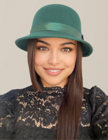 Palarie din fetru lux cu boruri tip sepcuta BARONESS LUX (VERDE) - marime unica, reglabila [1]