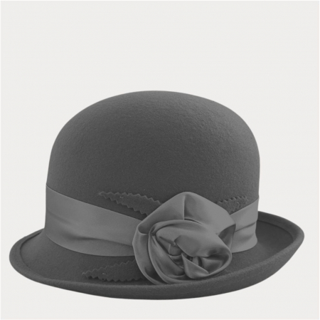 Palarie din fetru lux cu panglica din satin NOBLESS LUX (GRI) - marime unica, reglabila [4]