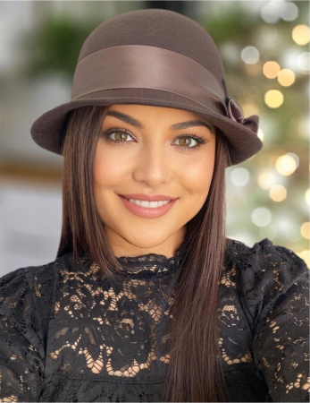 Palarie din fetru lux cu panglica din satin NOBLESS LUX (MARO mahon) - marime unica, reglabila [5]