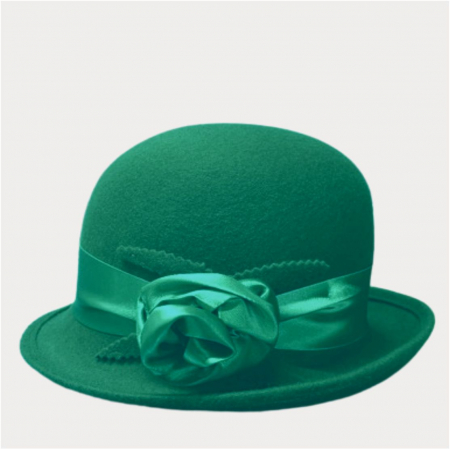 Palarie din fetru lux cu panglica din satin NOBLESS LUX (VERDE) - marime unica, reglabila [4]