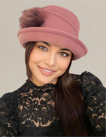 Palarie eleganta si calduroasa din polar lux MISS ELEGANCE (ROZ pudra) [1]