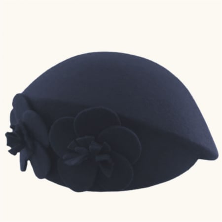 Palarie eleganta tip toca  din fetru lux REGINA LUX (BLEUMARIN) - marime unica, reglabila [3]