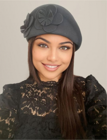 Palarie eleganta tip toca din fetru lux REGINA LUX (GRI) - marime unica, reglabila [1]