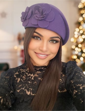 Palarii dama toca REGINA LUX - Palarie eleganta tip toca din fetru lux REGINA LUX (MOV) - marime unica, reglabila