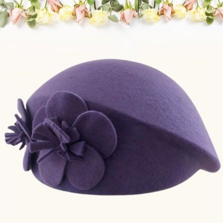 Palarie eleganta tip toca din fetru lux REGINA LUX (MOV) - marime unica, reglabila [2]