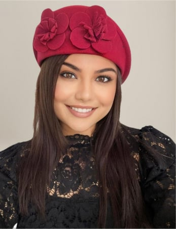 Palarie eleganta tip toca din fetru lux REGINA LUX (ROSU) - marime unica, reglabila [1]