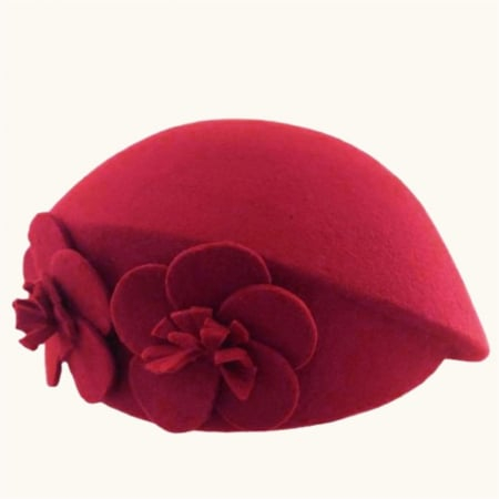 Palarie eleganta tip toca din fetru lux REGINA LUX (ROSU) - marime unica, reglabila [3]
