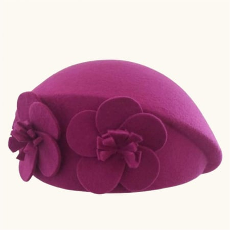 Palarie eleganta tip toca din fetru lux REGINA LUX (ROZ FUSIA) - marime unica, reglabila [3]