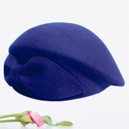 Palarie toca din fetru lux cu funda eleganta PRINCESS LUX (ALBASTRU) - marime unica, reglabila [3]